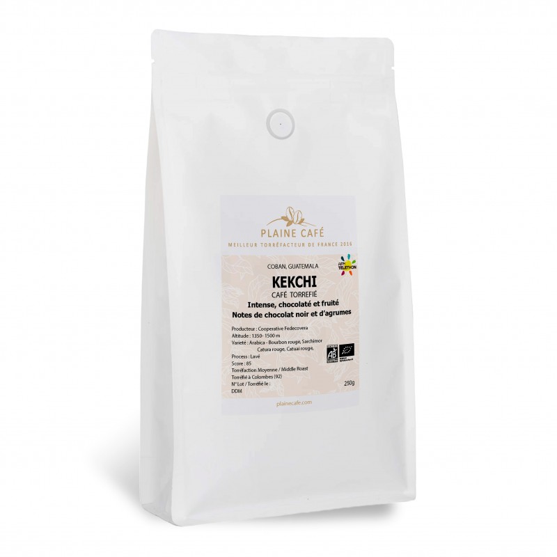 Paquet 250g de café Guatemala KEKCHI Bio pour la méthode expresso de la marque Plaine d'Arômes