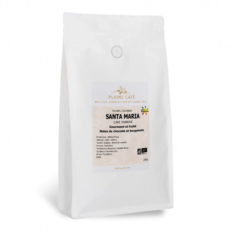 Café Colombie SANTA MARIA Bio 250g Expresso de Plaine d'Aromes