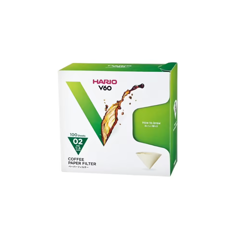 HARIO - Boîte de 100 filtres pour Dripper V60 1-4 tasses | Torréfaction Plaine d'Arômes
