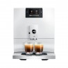 Machine espresso C8 blanche vue de face avec deux espressos