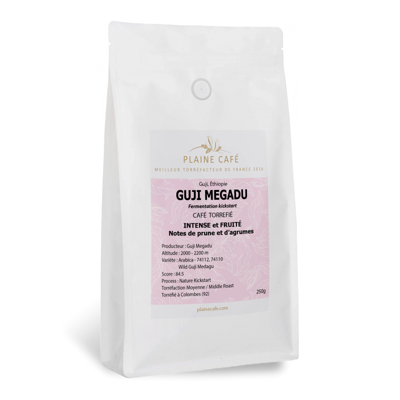 Café de spécialité d'Éthiopie dans un sachet blanc
