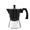 Cafetière italienne noir pour induction sur fond blanc