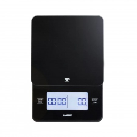Balance barista noire marque hario sur fond blanc